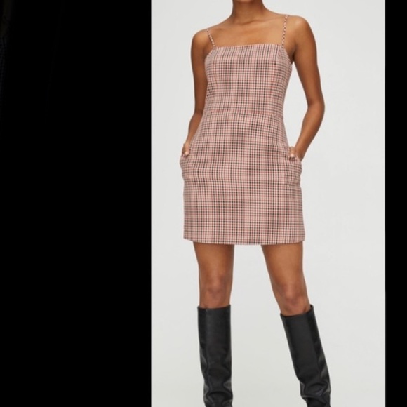 Aritzia Isabelle Plaid Checkered Mini Dress Size 0 Sz 0 - Picture 3 of 7